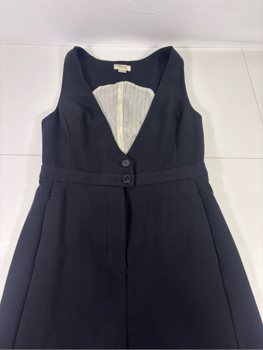 Maeve Anthropologie Black Wide Leg Plunge Jumpsuit Pockets Size 6 - Picture 4 of 11